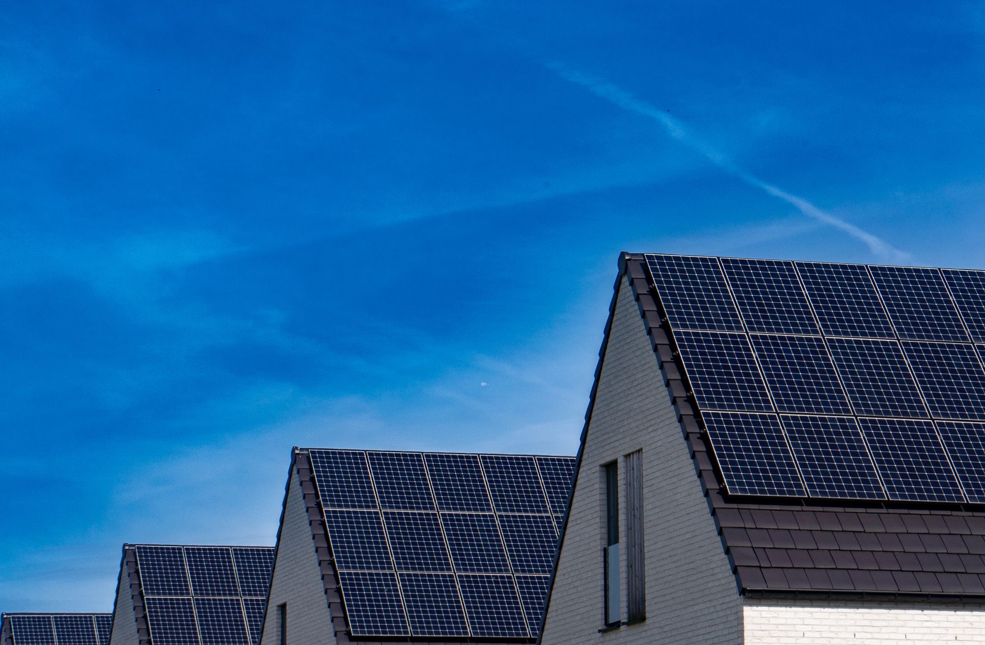 Solar panels on a house roof